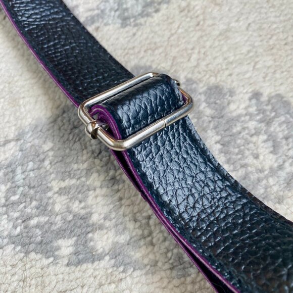 Bijoux Terner Black w Purple Trim Vegan Leather Mini Crossbody Belt Bag - Picture 3 of 11
